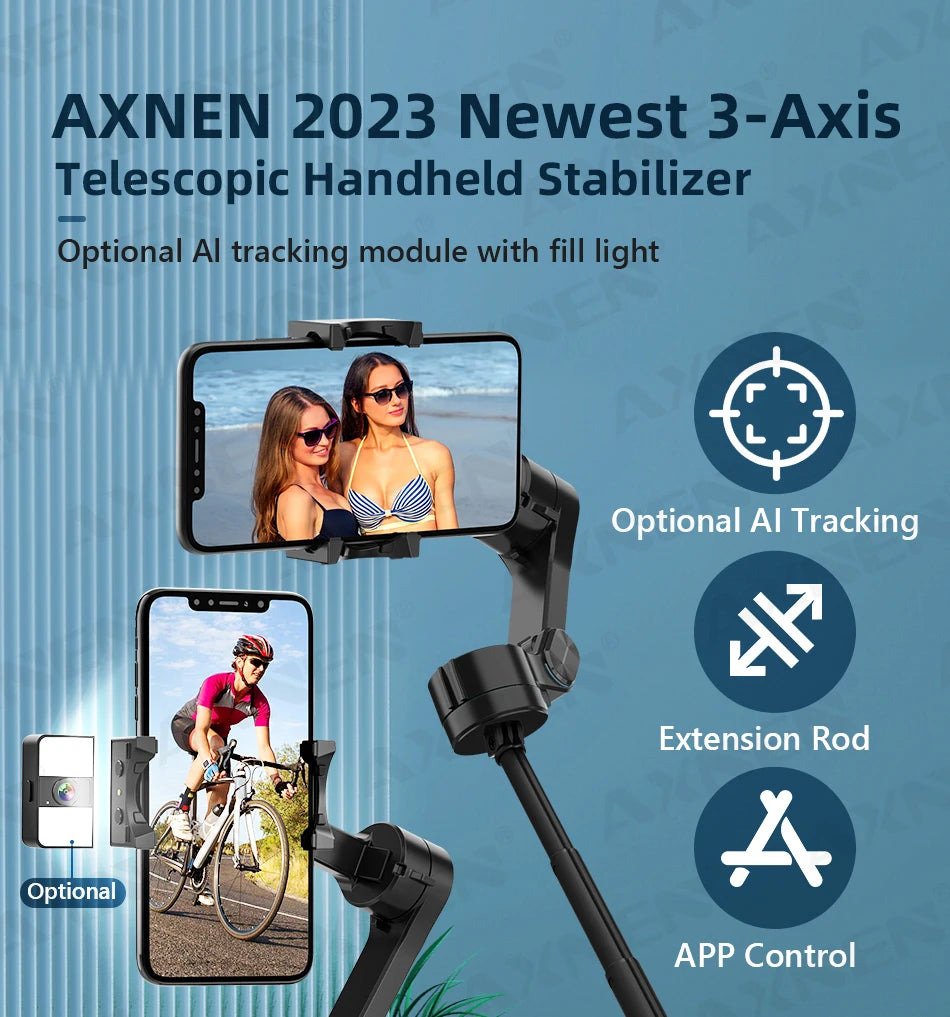 Estabilizador AXNEN HQ4 de 3 ejes con seguimiento inteligente para smartphone