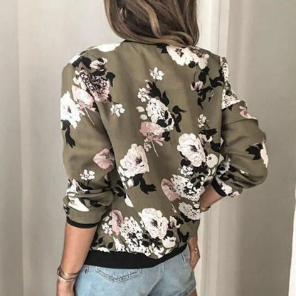 Chaqueta Bomber Con Cremallera Estampadas Florales