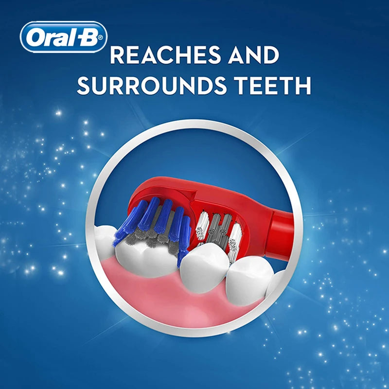 Cepillo de dientes eléctrico Oral B para niños con cerdas suaves y diseños dibujos animados.