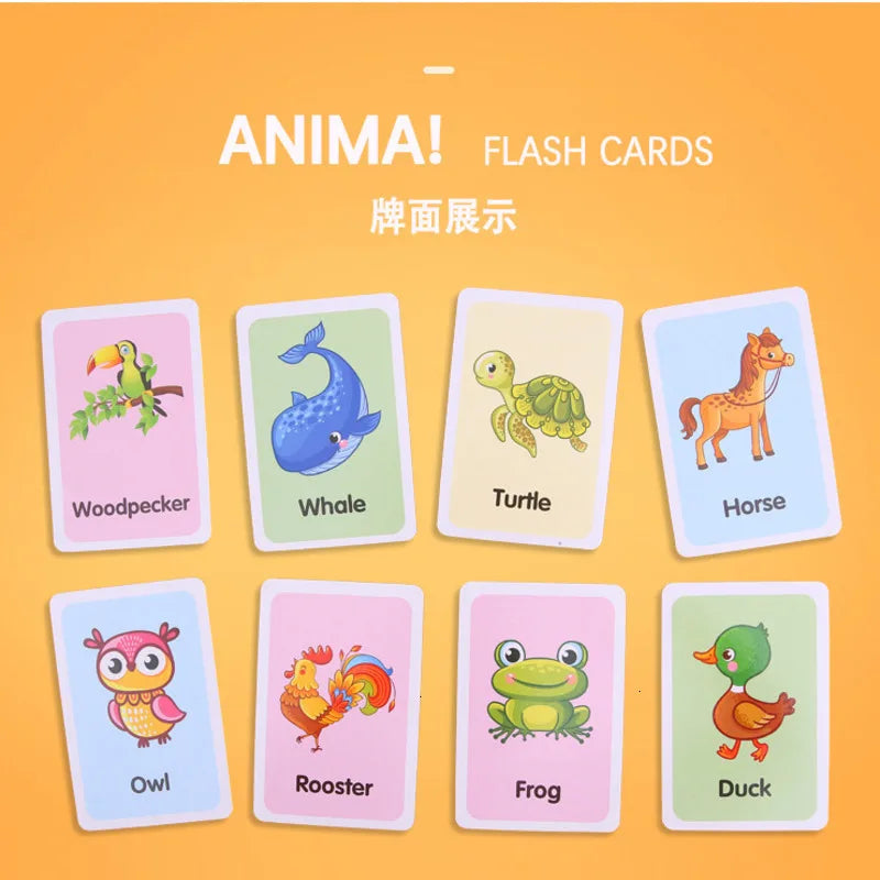 Tarjeta de aprendizaje cognitivo para niños con forma de Animal, a Color, aprendizaje de inglés para bebés