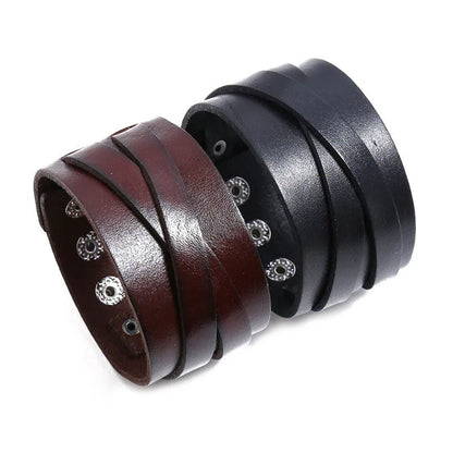 pulseras de cuero negro marrón