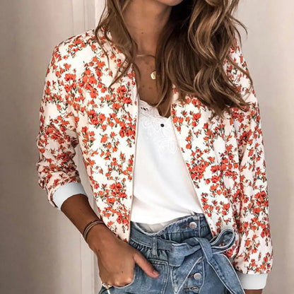 Chaqueta Bomber Con Cremallera Estampadas Florales