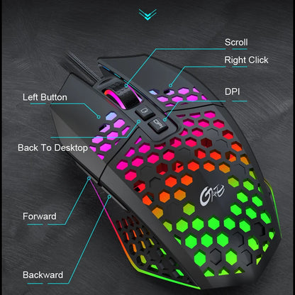 Mouse gamer RGB con cable X801 7 botones programables.