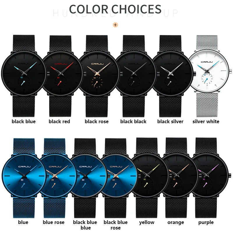 Reloj hombre de cuarzo, casual, delgado, de malla de acero, impermeable, deportivo, masculino