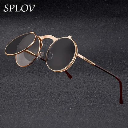 Lentes de sol Vintage redondas Steampunk