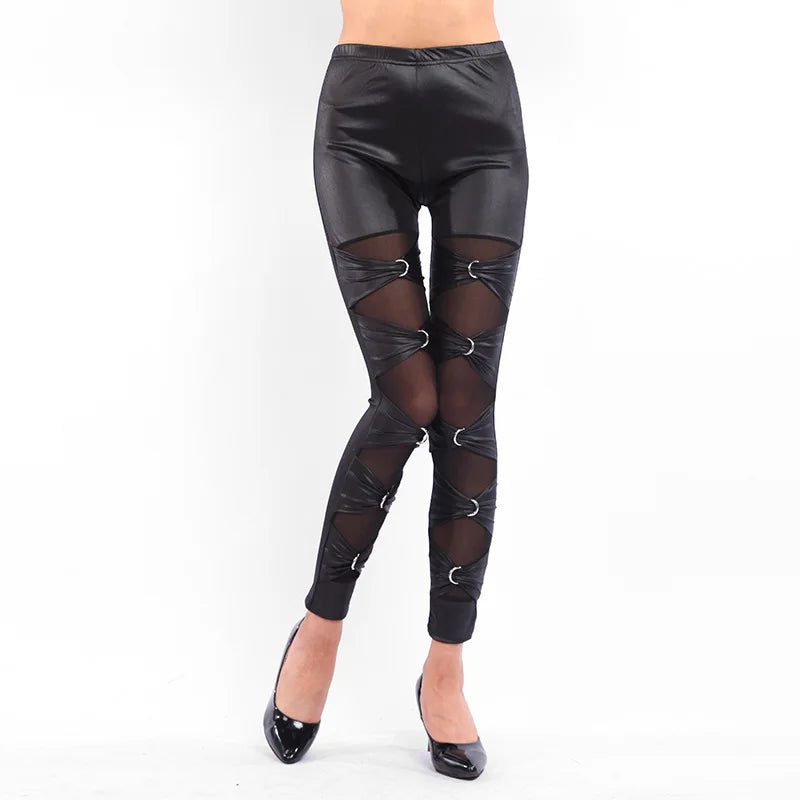 Leggings góticos con cordones Lady Sexy Punk Rock