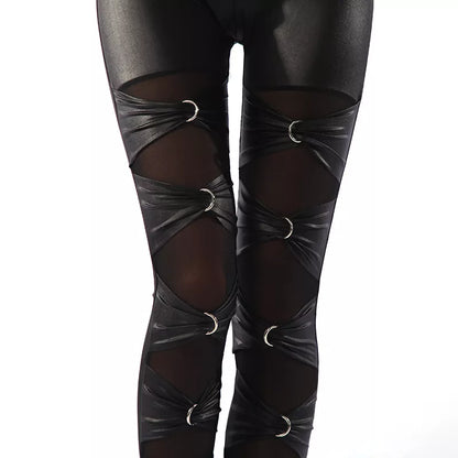 Leggings góticos con cordones Lady Sexy Punk Rock