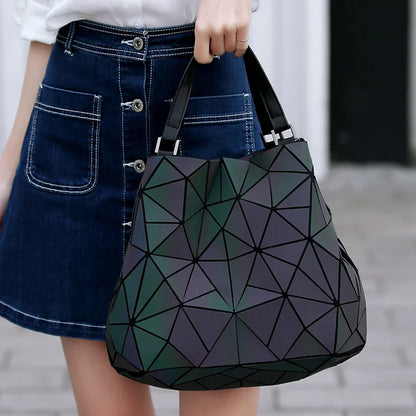 Bolso luminoso geométricos acolchados