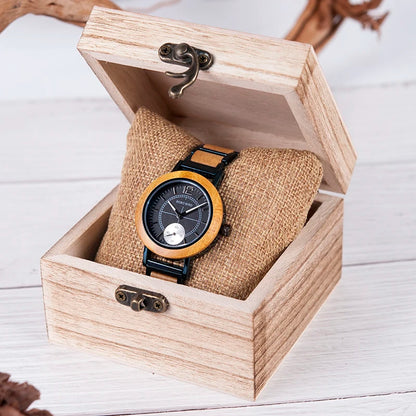 BOBO BIRD Reloj de madera con correa de bambú