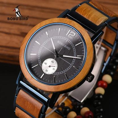 BOBO BIRD Reloj de madera con correa de bambú