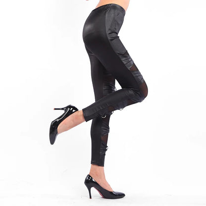 Leggings góticos con cordones Lady Sexy Punk Rock