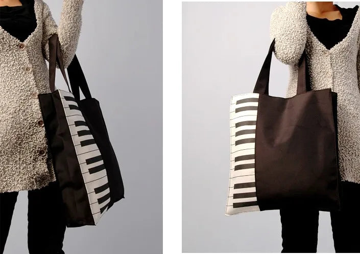 Bolso de lona impreso piano negro