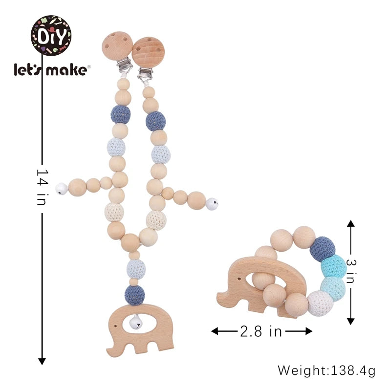 Sonajeros colgantes para cama de bebé, mordedor de madera, juguete para hacer ruido