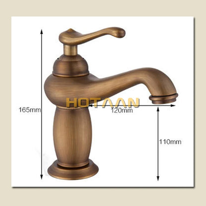 LLave de bronce diseño antiguo para lavamanos de baño, de cobre sólido, estilo europeo.