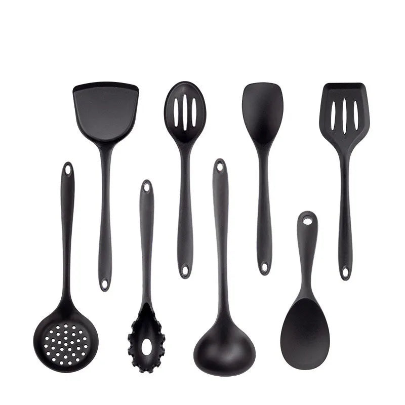 Utensilios de Cocina de Silicona Negros Antiadherentes.