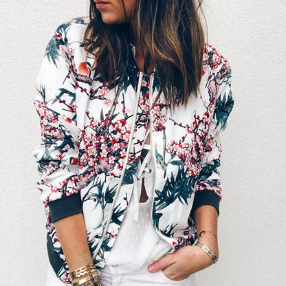 Chaqueta Bomber Con Cremallera Estampadas Florales