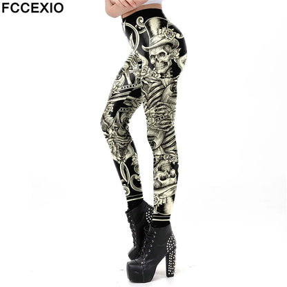 Legging Estilo Gótico León Retro Vintage Steampunk