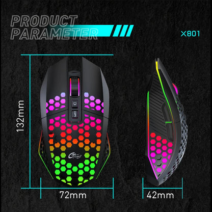 Mouse gamer RGB con cable X801 7 botones programables.