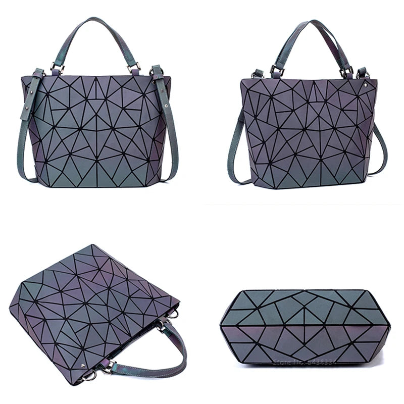 Bolso luminoso geométricos acolchados