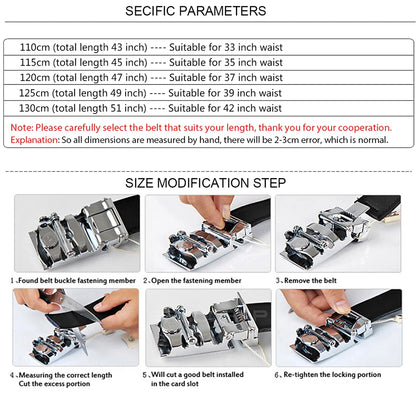 Cinturón de cuero, hebilla automática aleación de alta calidad.
