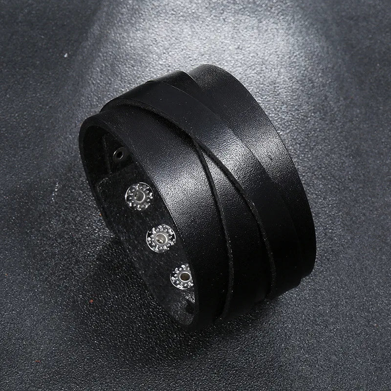 pulseras de cuero negro marrón