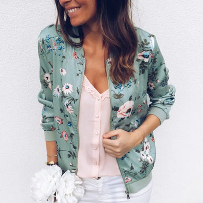 Chaqueta Bomber Con Cremallera Estampadas Florales