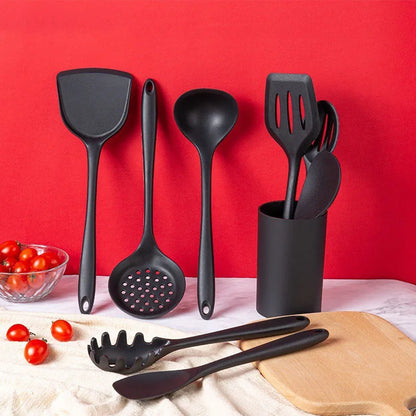 Utensilios de Cocina de Silicona Negros Antiadherentes.