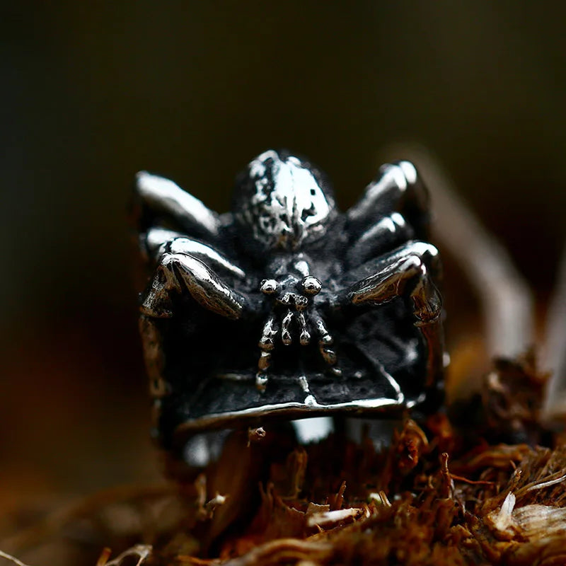 anillo acero inoxidable Araña sobresaliente