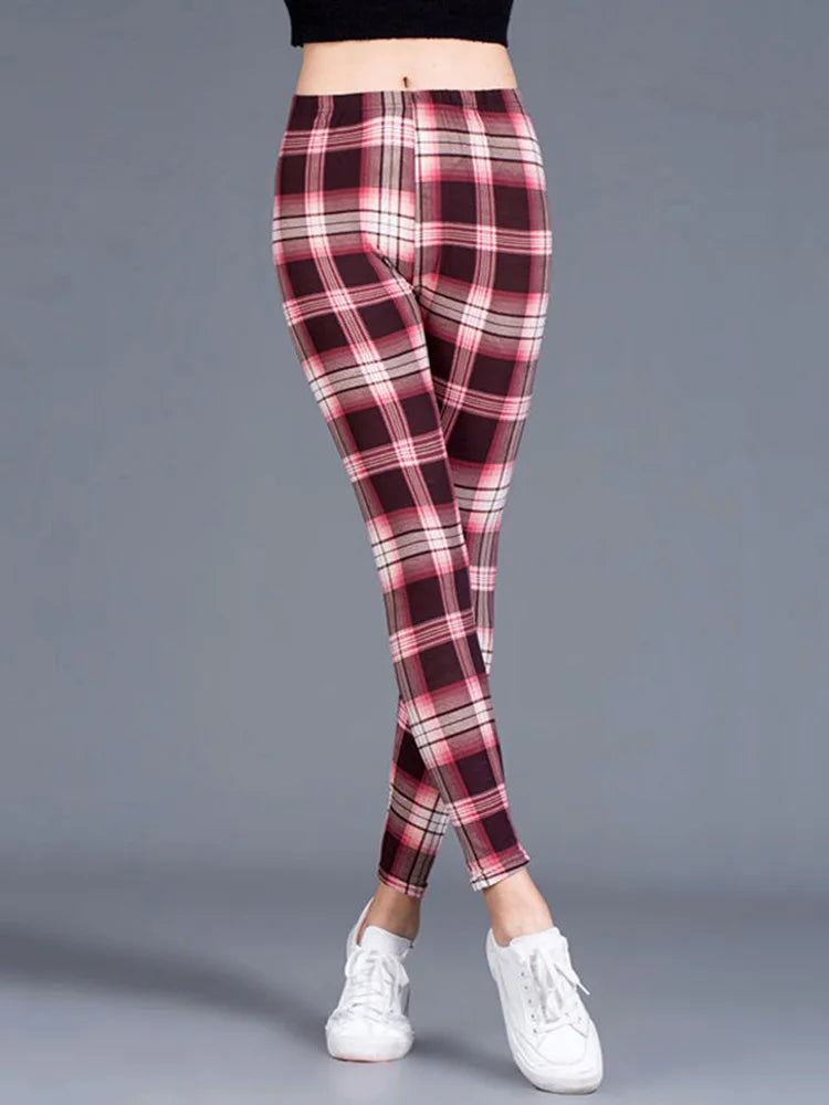 Leggings De Cuadros Estampados Push Up