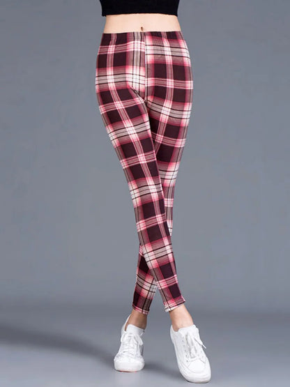 Leggings De Cuadros Estampados Push Up