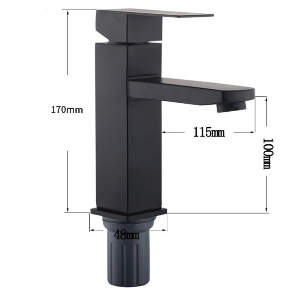 Llave de lavamanos de baño de acero inoxidable diseño moderno en negro