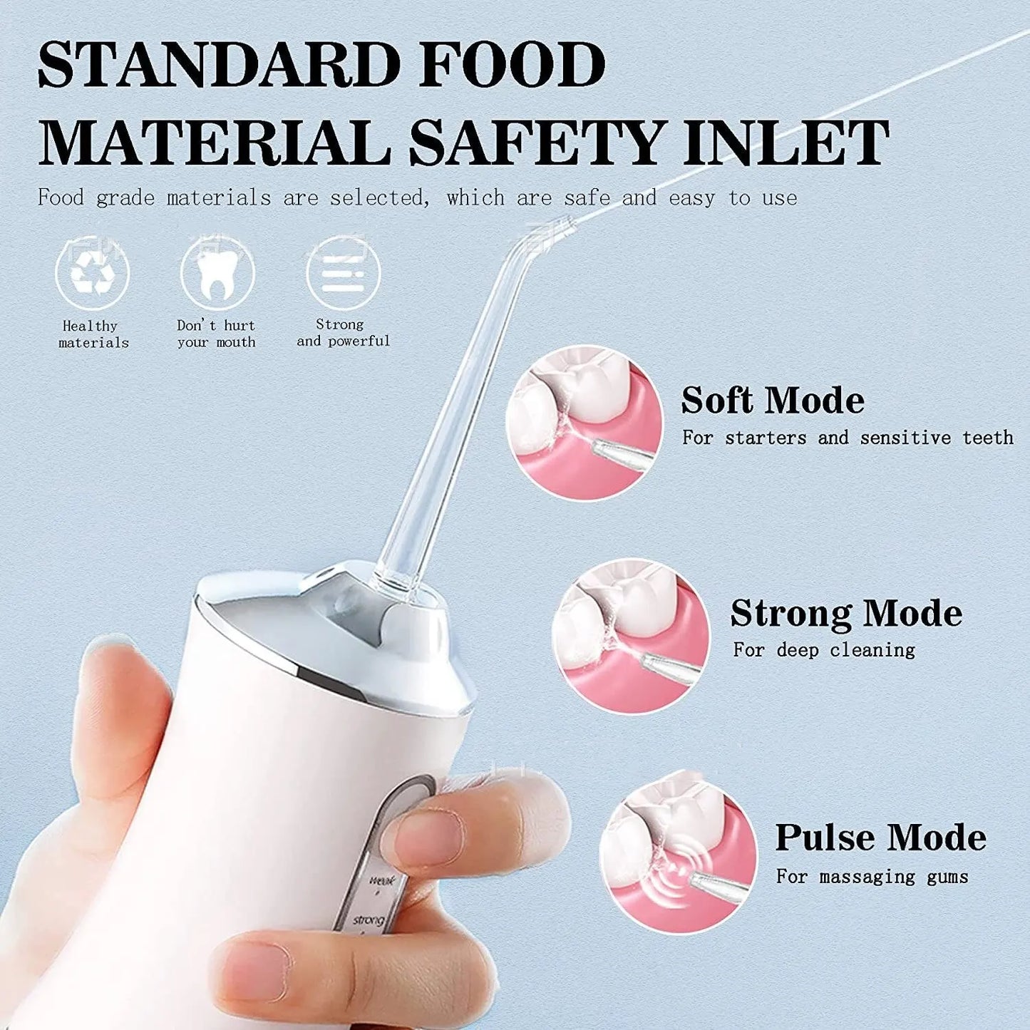 Irrigador bucal inalámbrico portátil y recargable, limpieza de 3 modos
