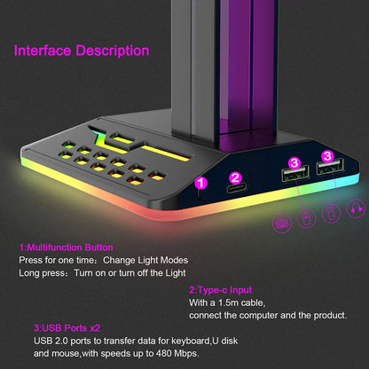 Soporte Audifonos para escritorio RGB Romoral.