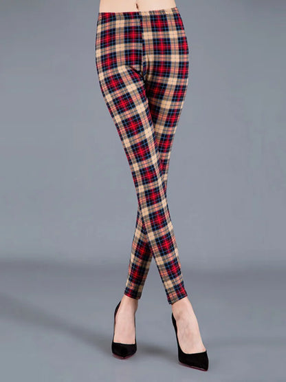 Leggings De Cuadros Estampados Push Up