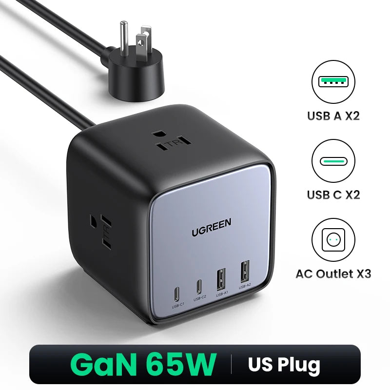 UGREEN Adaptador 100W estación de carga GaN QC 3.0