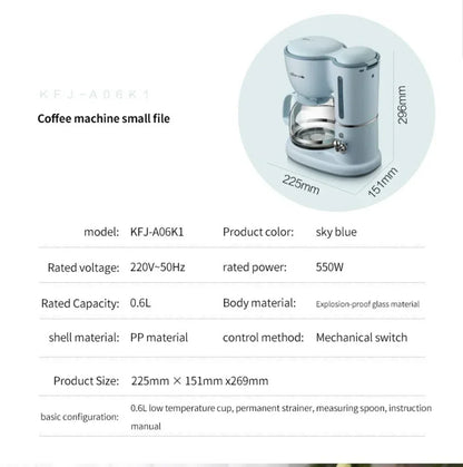 Cafetera Americana de 600ML, minicafetera de goteo automática