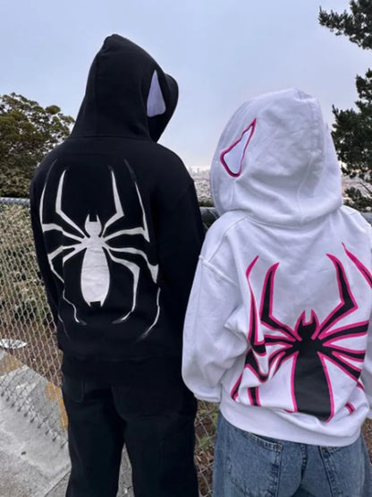 Sudaderas con capucha con estampado de araña Y2k