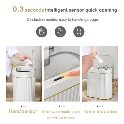 Papelero inteligente para baño con sensor automático