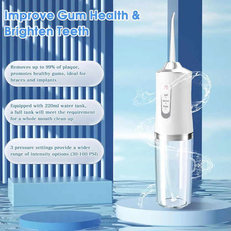 Irrigador bucal portátil inalámbrico, hilo Dental de agua, 3 modos