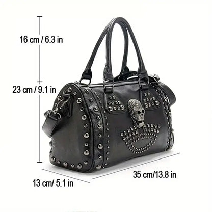 Bolso de hombro negro de gran capacidad Fashion Skeleton Punk