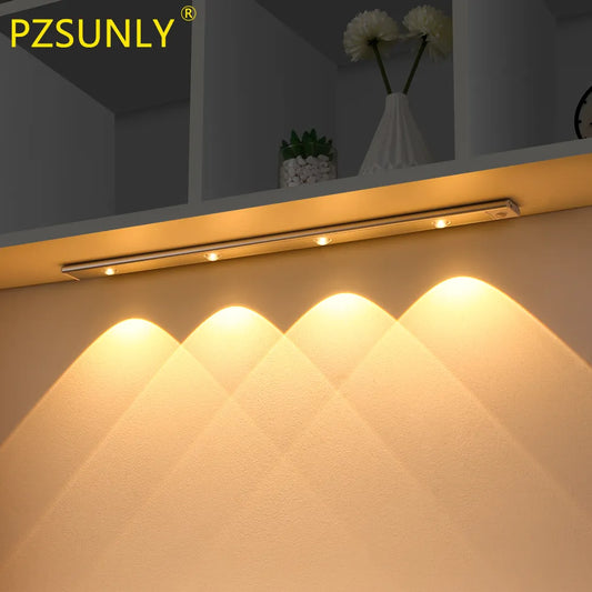 Luz Led con Sensor de movimiento recargable por USB para armario de cocina y hogar.