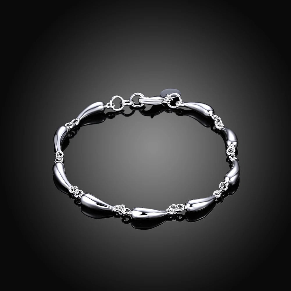 Pulsera de plata de ley 925 con forma de gota