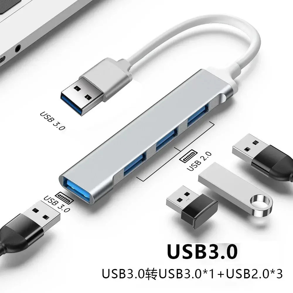 Mini concentrador USB tipo C, adaptador de 4 puertos USB 3.1