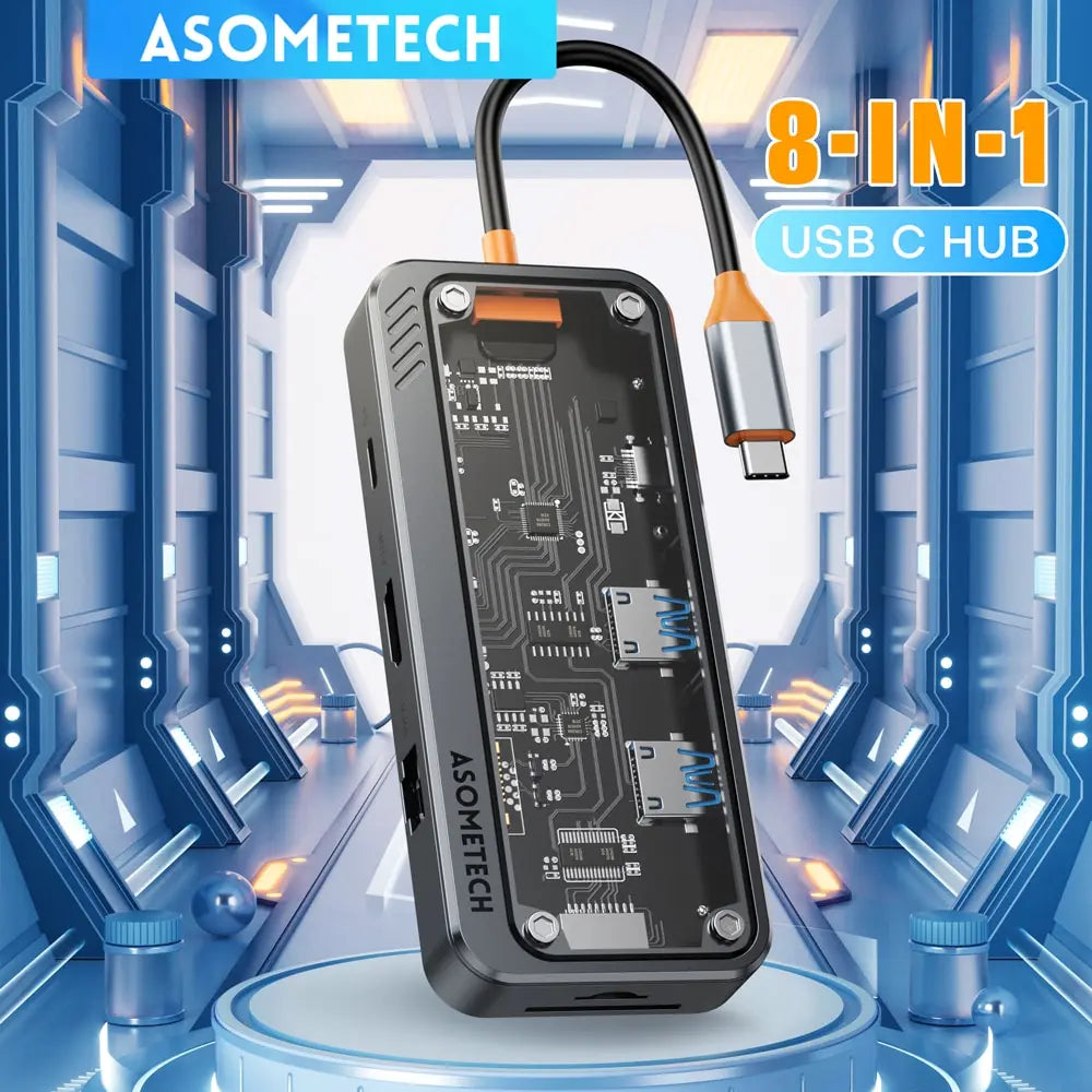 HUB USB C ASOMETECH 8 in 1 Tipo C 3.1