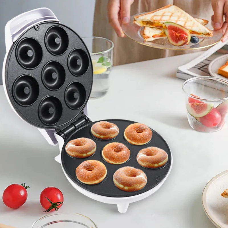 Mini parrilla eléctrica para hacer rosquillas, portátil de 1200W, antiadherente.