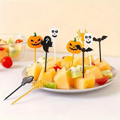 Adornos para tartas de Halloween con forma de palillo de dientes.