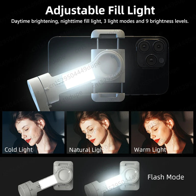 Estabilizador para Selfie, trípode con luz de relleno para teléfonos inteligentes.