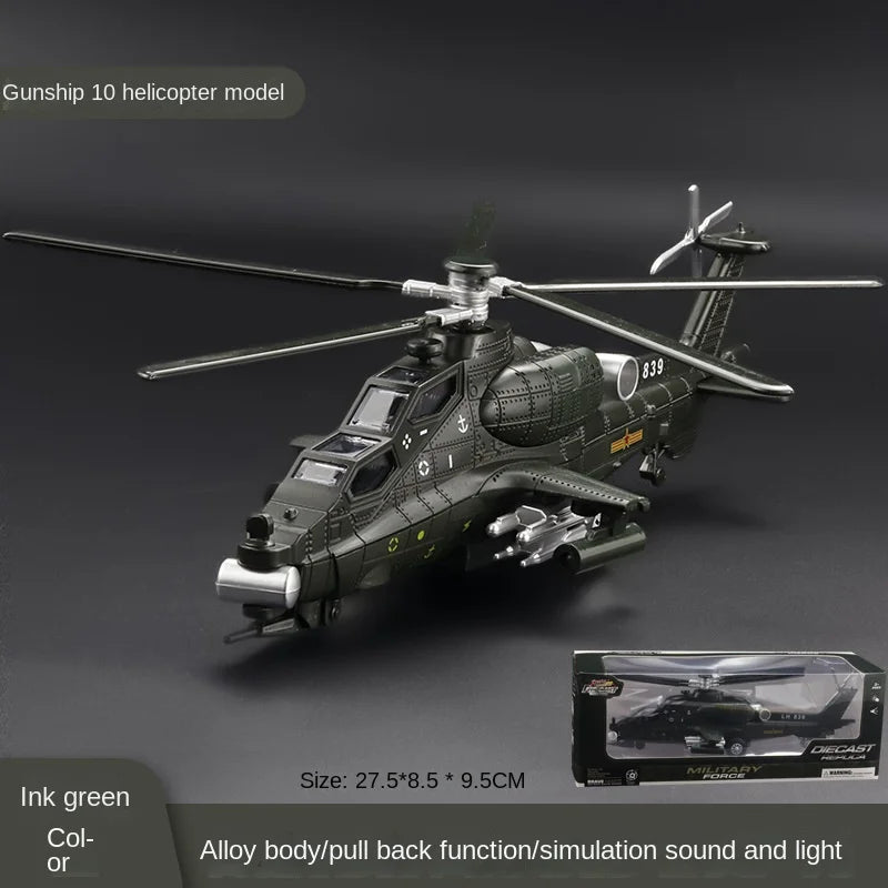 Helicóptero recto 1: 28, 10 brazos, modelo de aleación, hélice de retorno de sonido ligero