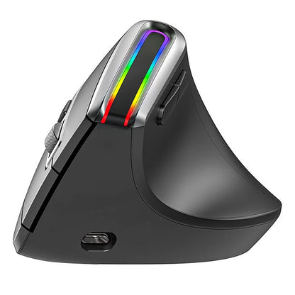 Mouse inalámbrico con Bluetooth, de modo Dual, 2,4G, recargable, Vertical, RGB, ergonómico para muñeca.