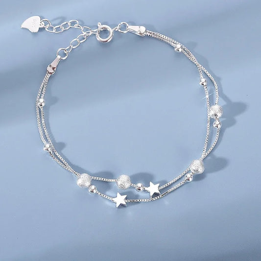 Pulseras de lujo con cuentas de estrella en plata de ley 925